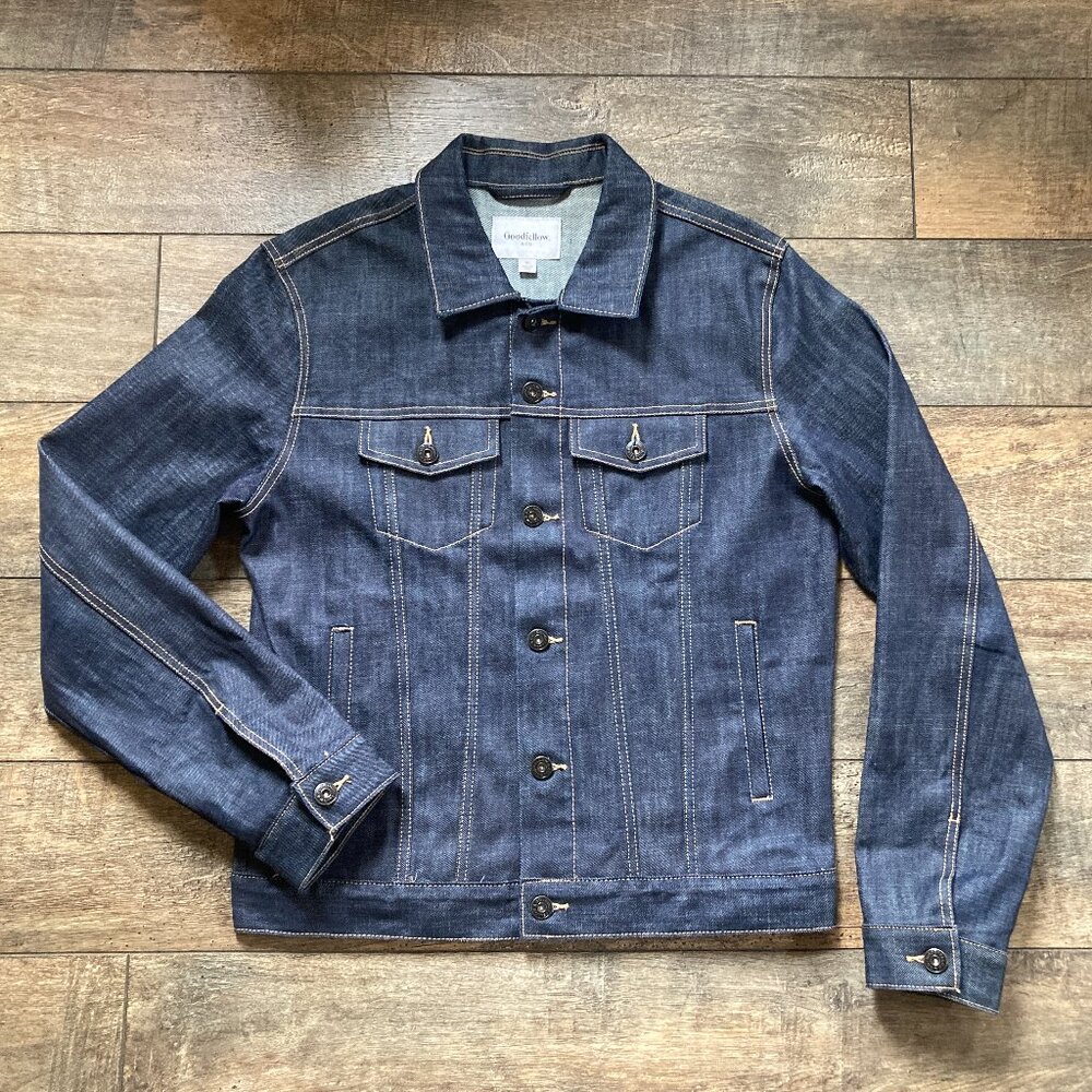 Goodfellow & Co Men's Dark Indigo Blue Denim Levi's Type 3 Trucker Jacket